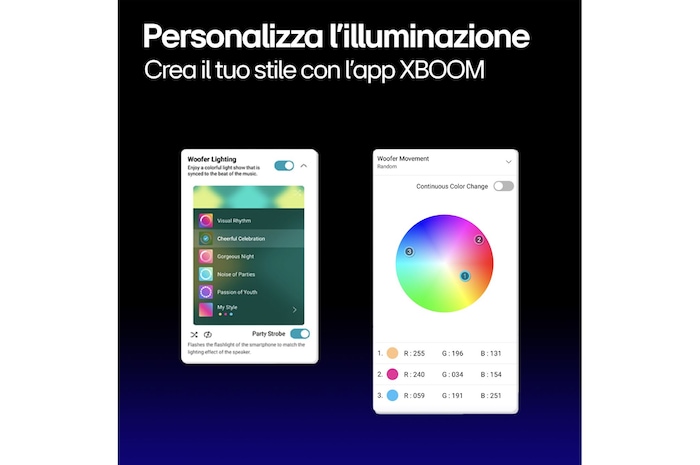 Caratteristica Personalizza l'illuminazione